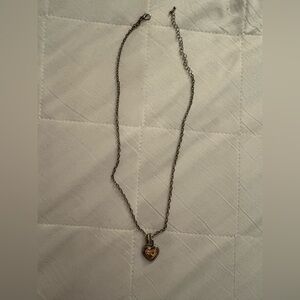 Mejuri Two-Tone Heart Pendant Necklace — Silver Chain with Gold Heart